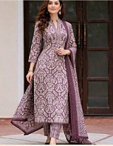 Lilac printed three piece suit with dupatta